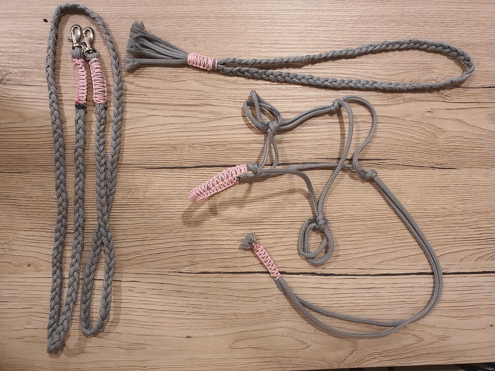 Hobby Horse - Provazový set - šedý s růžovým opletem
