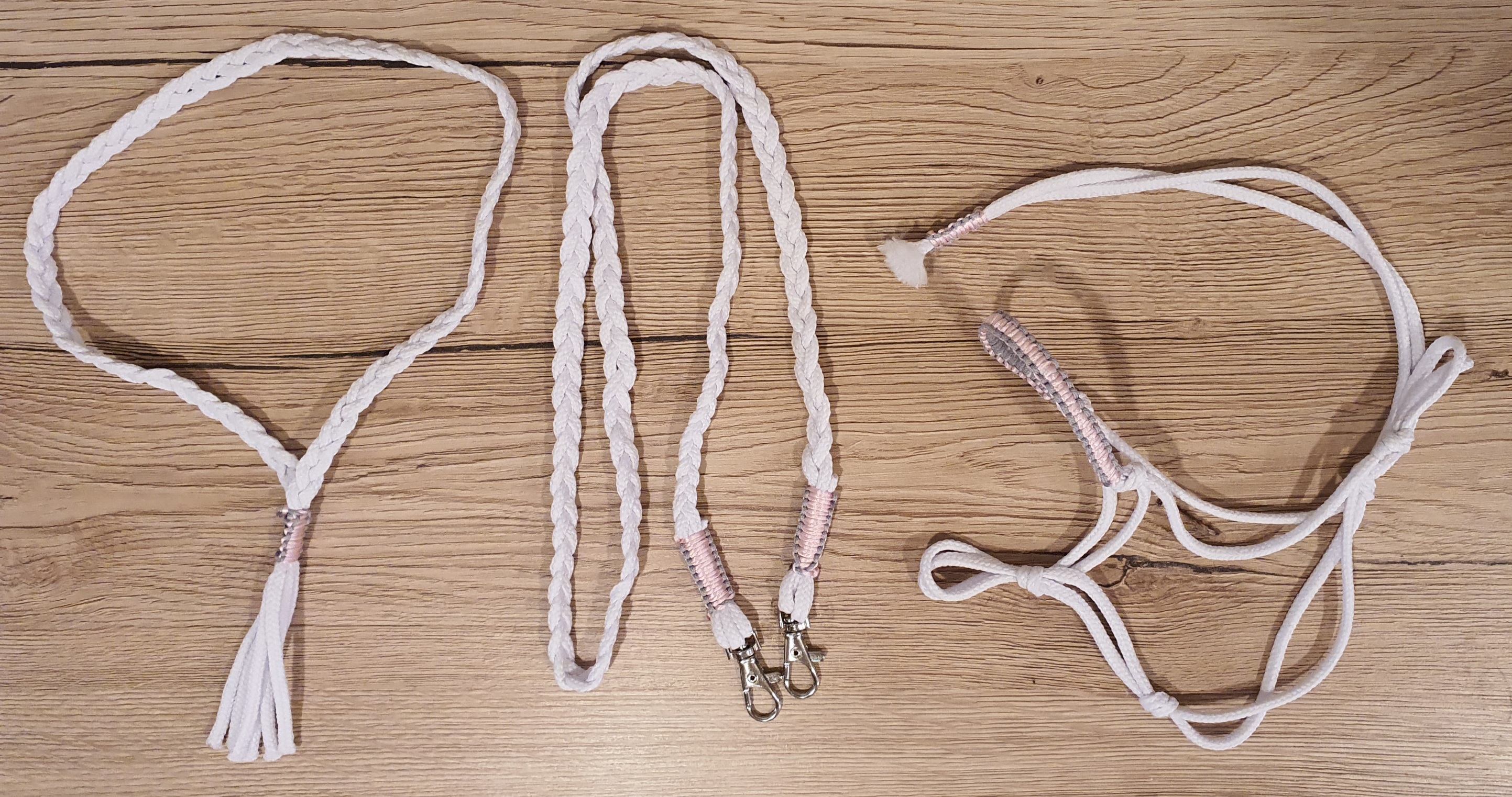 Hobby Horse - Provazový set - bílý, šedorůžový oplet