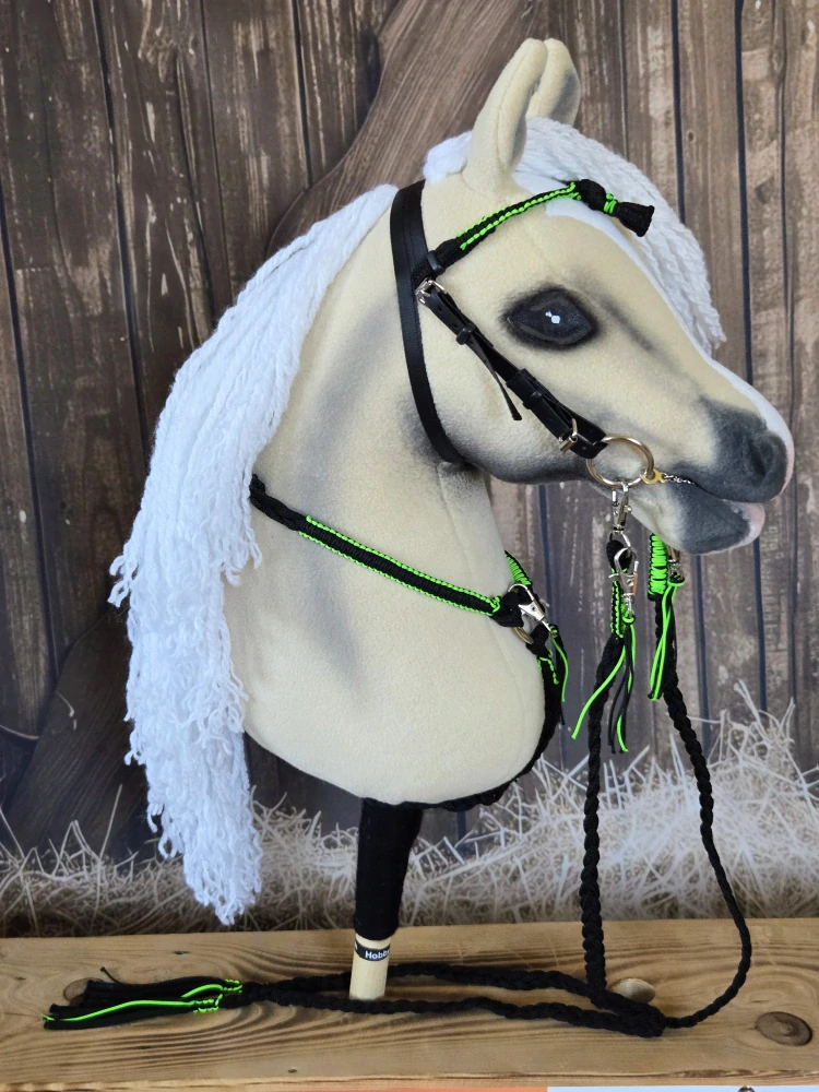 Hobby Horse - Set - Poprsák + westernová uzdečka, černo zelená