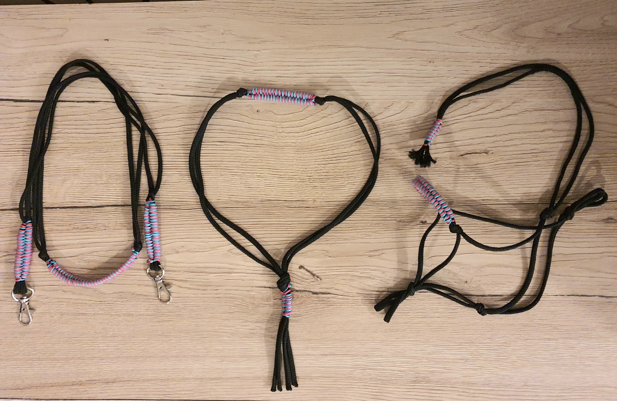 Hobby Horse - Provazový set - černý - modro růžové oplety