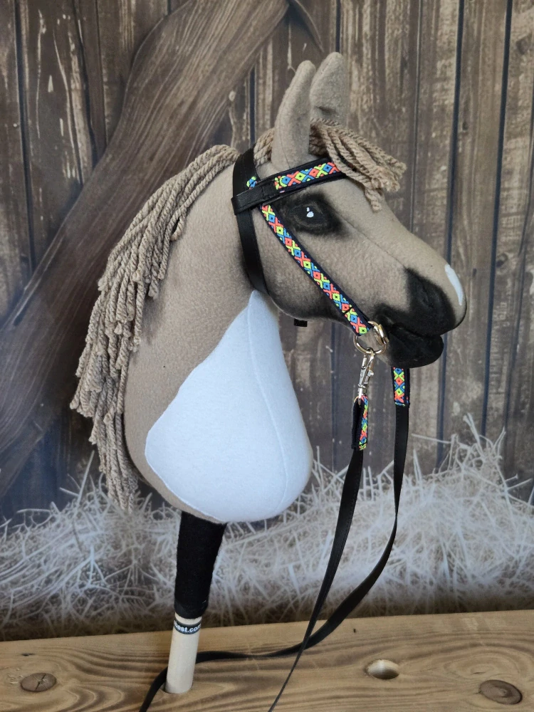 Westernová uzdečka pro Hobby Horse – černá z koženky, velikost PONY