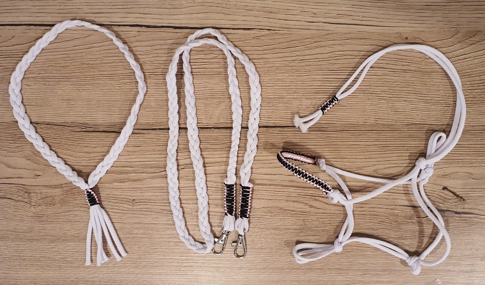 Hobby Horse - Provazový set - bílý, černorůžový oplet