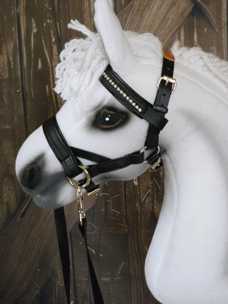 Bezudidlová uzdečka pro Hobby Horse – černá z koženky, velikost PONY
