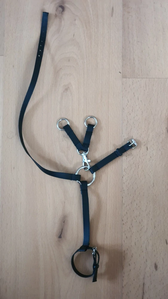 Poprsák s martingalem pro Hobby Horse – černý z koženky, velikost PONY