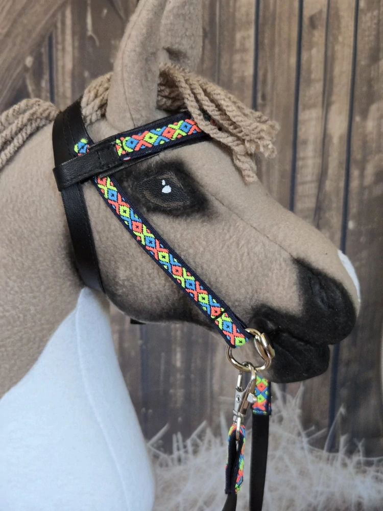 Westernová uzdečka pro Hobby Horse – černá z koženky, velikost PONY