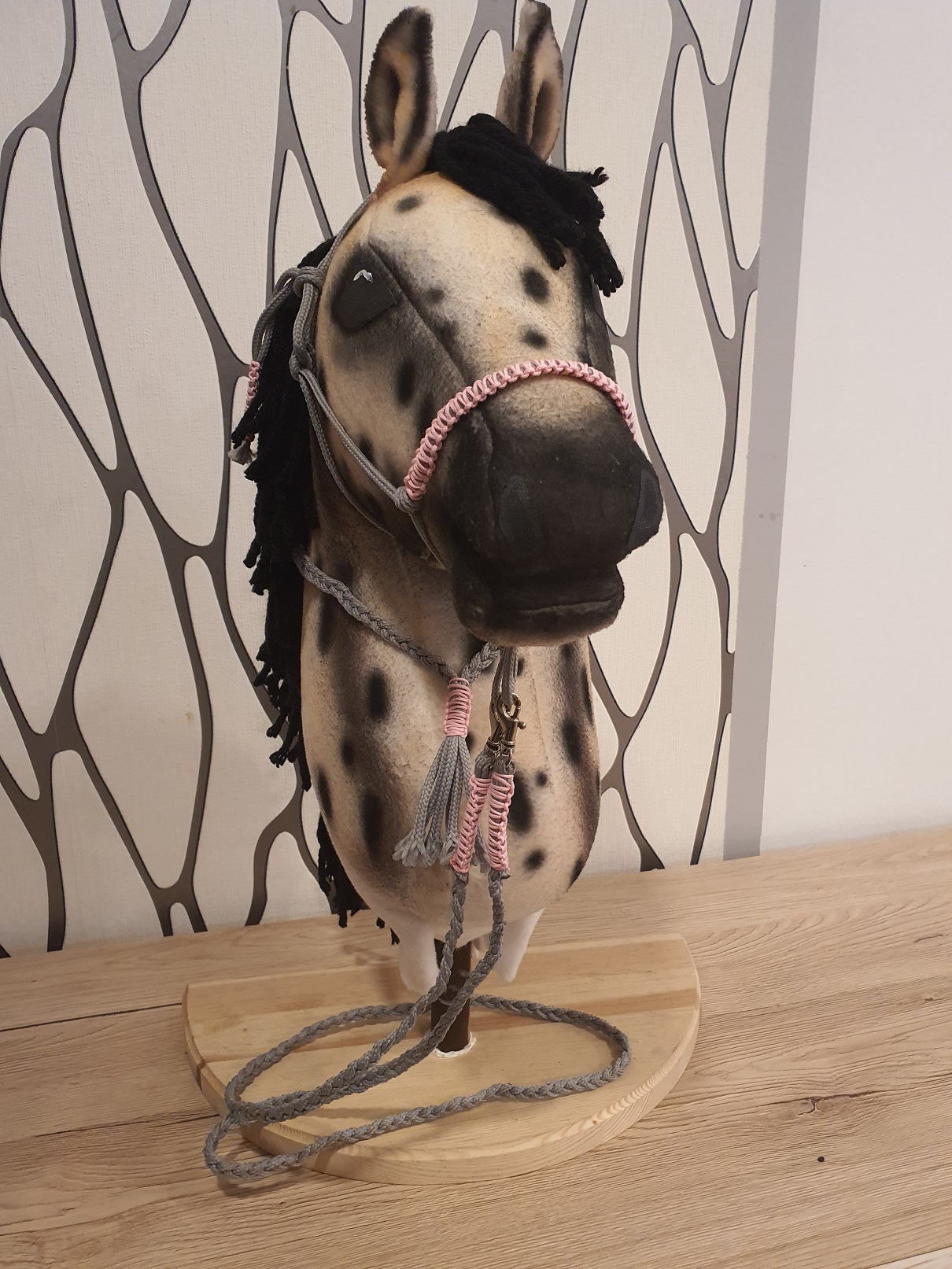 Hobby Horse - Provazový set - šedý s růžovým opletem