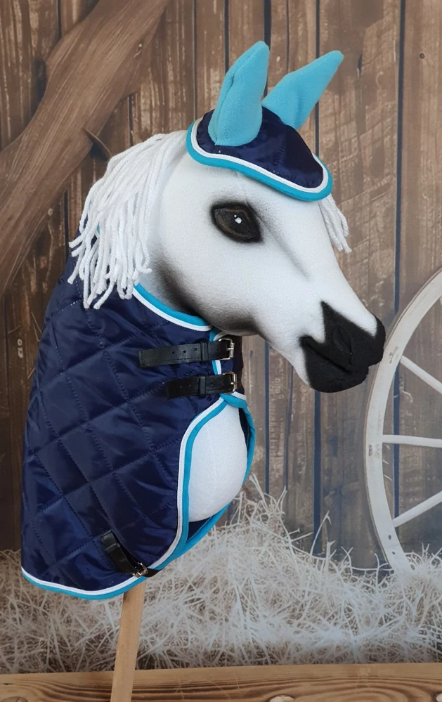 Hobby Horse - Čabraka a deka, modrá, modro-bílé olemování