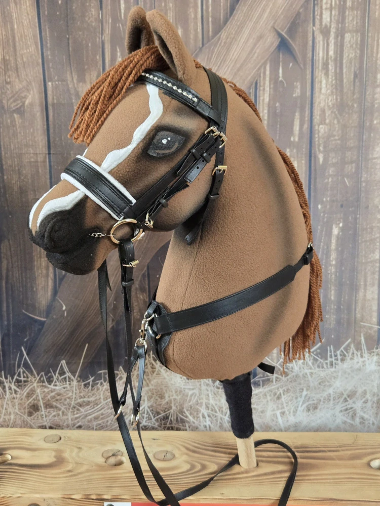 Hobby Horse - Anglický nánosník bez podpínky, černý, bílý fleece