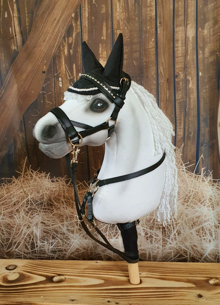 Poprsák s martingalem pro Hobby Horse – černý z koženky, velikost PONY