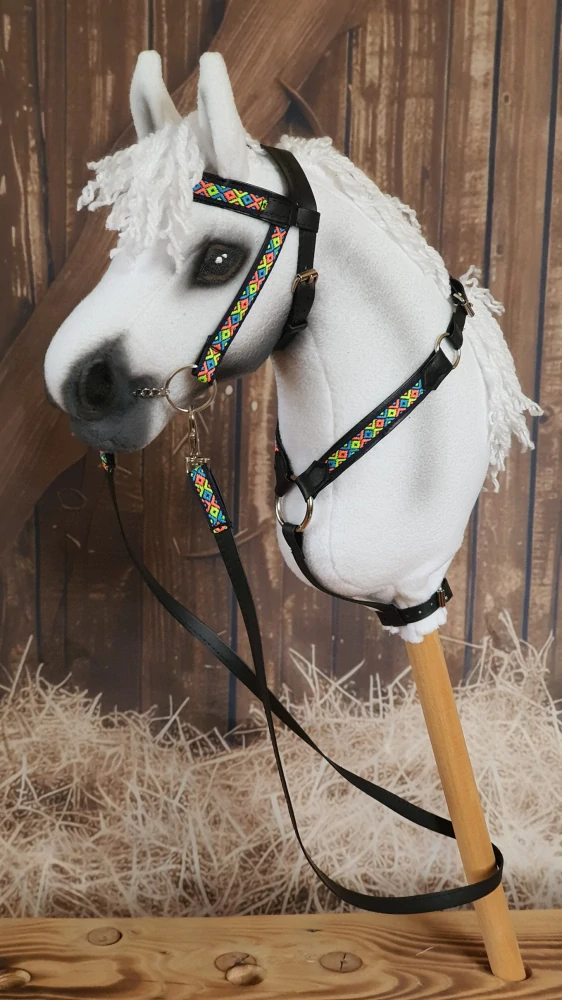 Westernová uzdečka pro Hobby Horse – černá z koženky, velikost PONY