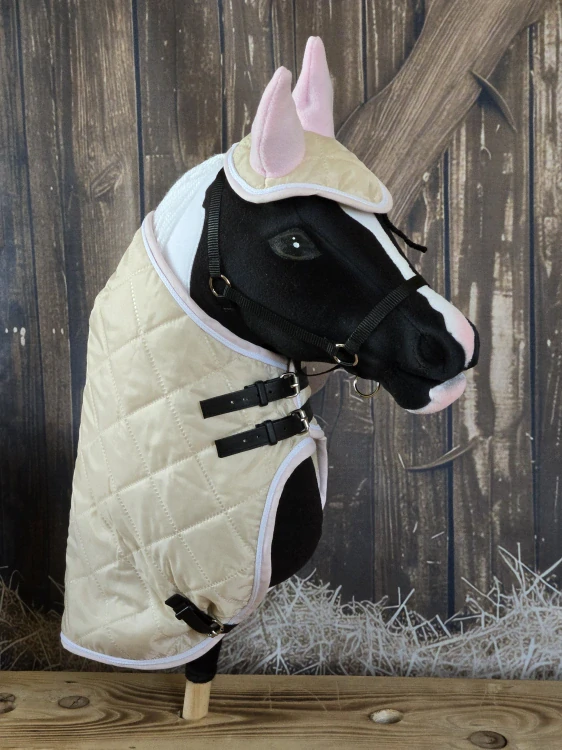 Hobby Horse - Čabraka a deka, béžová, růžovo bílé olemování