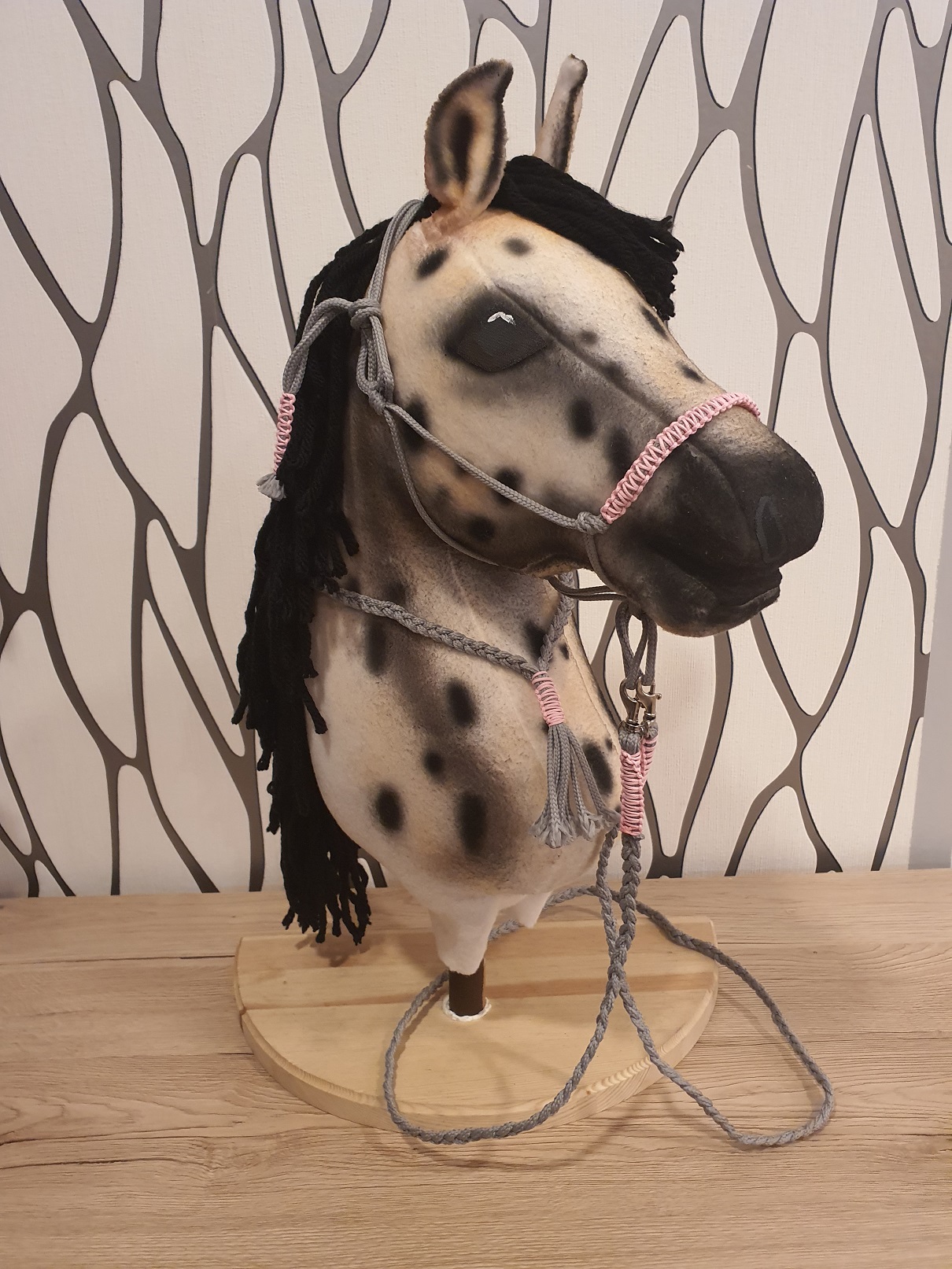Hobby Horse - Provazový set - šedý s růžovým opletem