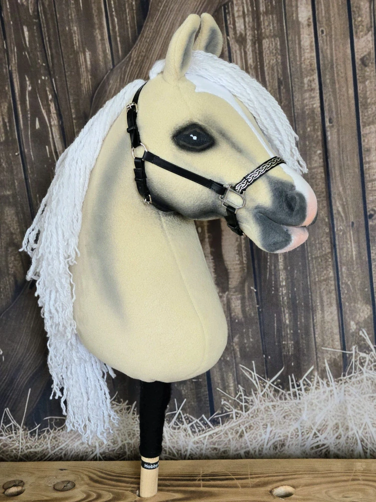 Hobby Horse - stájová ohlávka z koženky, černo-stříbrný nánosník