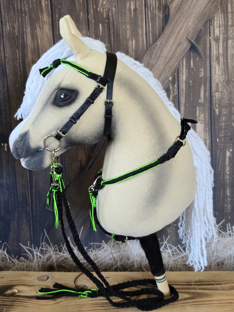 Hobby Horse - Set - Poprsák + westernová uzdečka, černo zelená