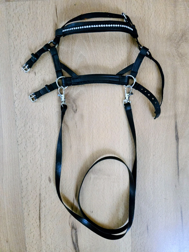 Bezudidlová uzdečka pro Hobby Horse – černá z koženky, velikost PONY
