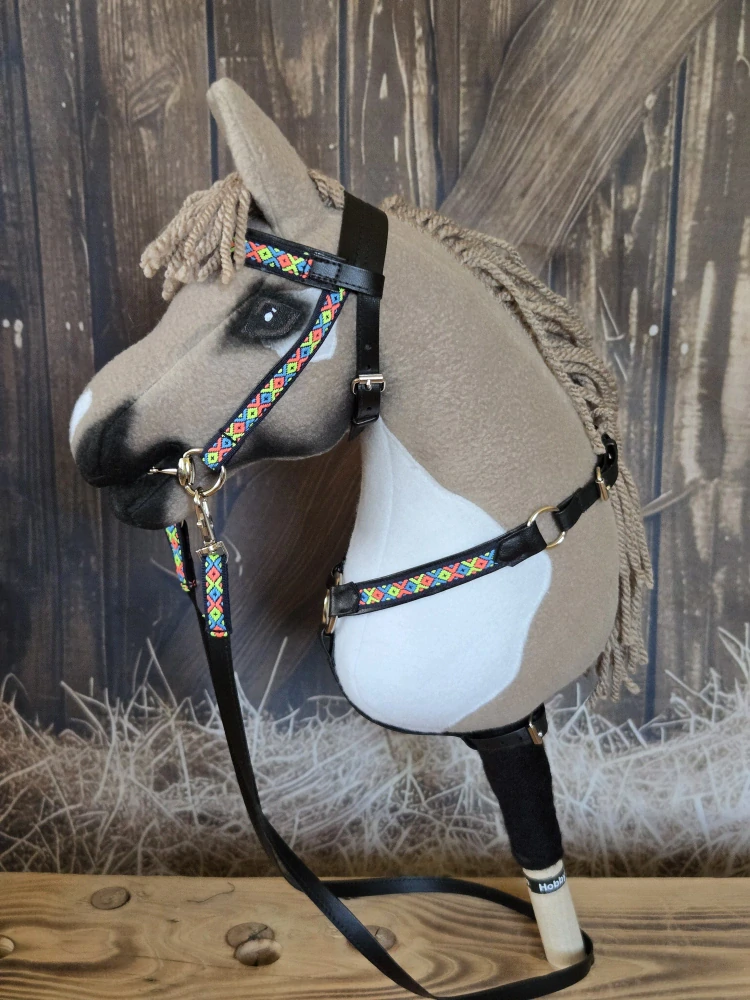 Westernová uzdečka pro Hobby Horse – černá z koženky, velikost PONY