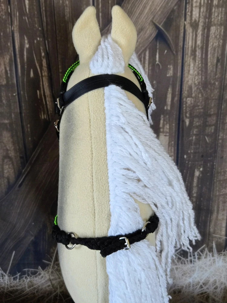 Hobby Horse - Set - Poprsák + westernová uzdečka, černo zelená