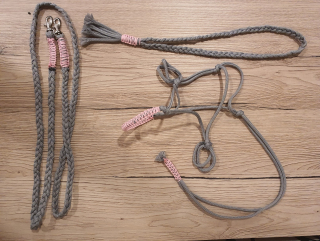 Hobby Horse - Provazový set - šedý s růžovým opletem