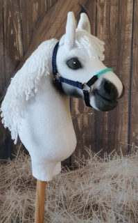 Stájová ohlávka pro Hobby Horse – modro-tyrkysová z popruhu, bez beránku, velikost PONY