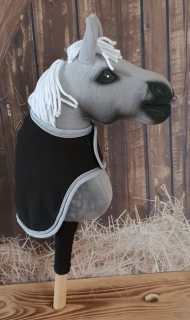 Odpocovací deka pro Hobby Horse – černá z fleecu s šedým lemováním, velikost PONY
