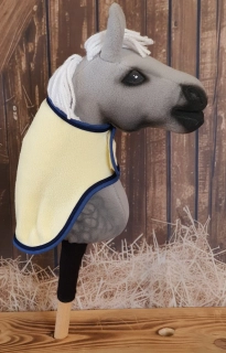 Odpocovací deka pro Hobby Horse – béžová z fleecu s černomodrým lemováním, velikost PONY