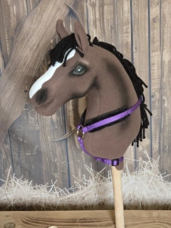 Poprsák pro Hobby Horse – fialový z popruhu s černými beránky, velikost PONY