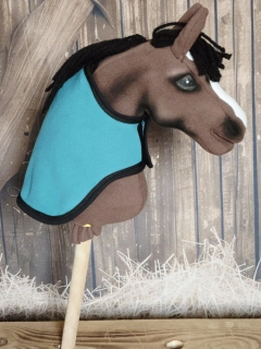Odpocovací deka pro Hobby Horse – tyrkysová z fleecu s černým lemováním, velikost PONY